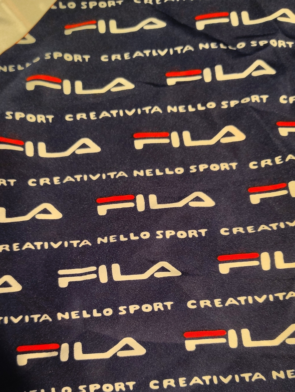 Fila Navy, White and Red Logo Square Silk Scarf - Picture 5 of 5